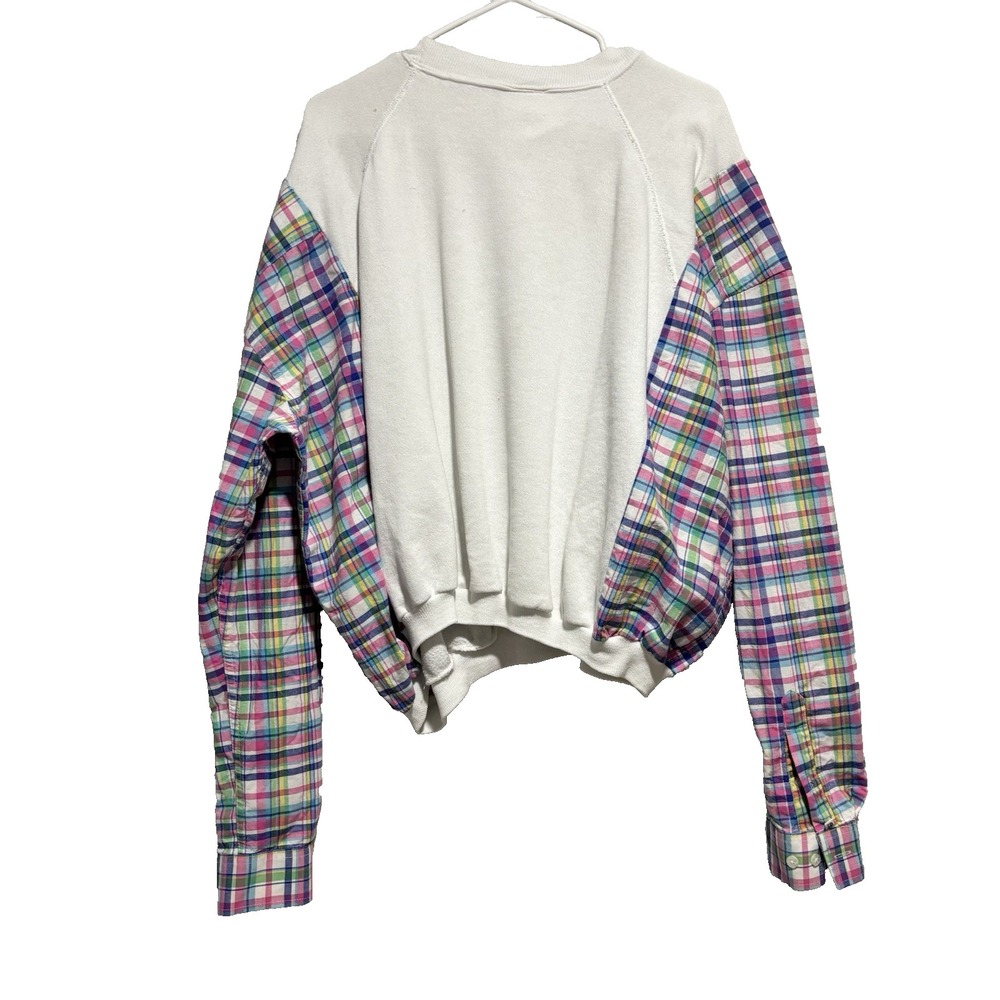 Upcycled Plaid Sweater Easter Pullover Pastel Bun… - image 2